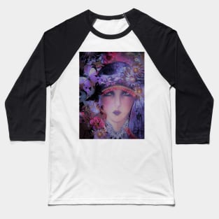 ART DECO BRIGHT FLORAL FLAPPER, COLLAGE POSTER PRINT VINTAGE Baseball T-Shirt